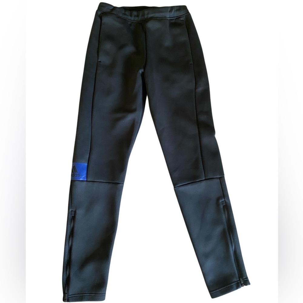 Adidas ZNE Black Athletic Pants Blue Adidas Patch Women’s Size Small Like New